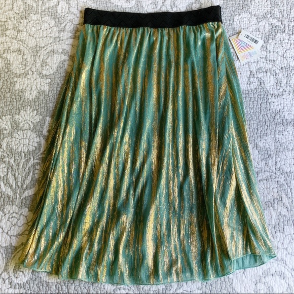 LuLaRoe Dresses & Skirts - LuLaRoe Elegant Turquoise & Gold Lola Skirt